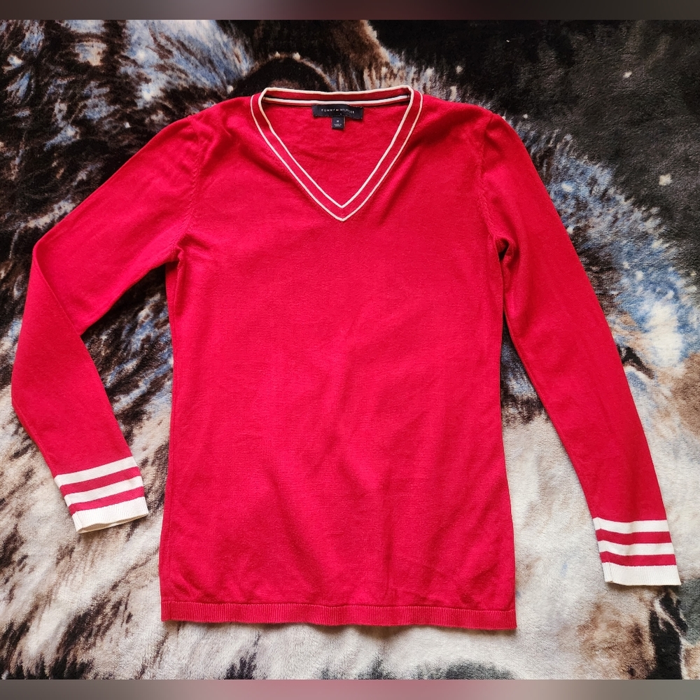 Red V-neck Tommy's Hilfiger sweater